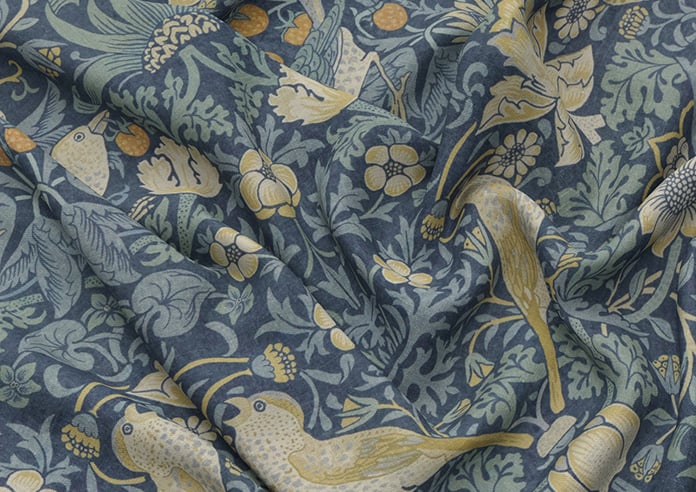 William Morris At Home Strawberry Thief, Woad - Twist&Fit Roman Blind - Image 4